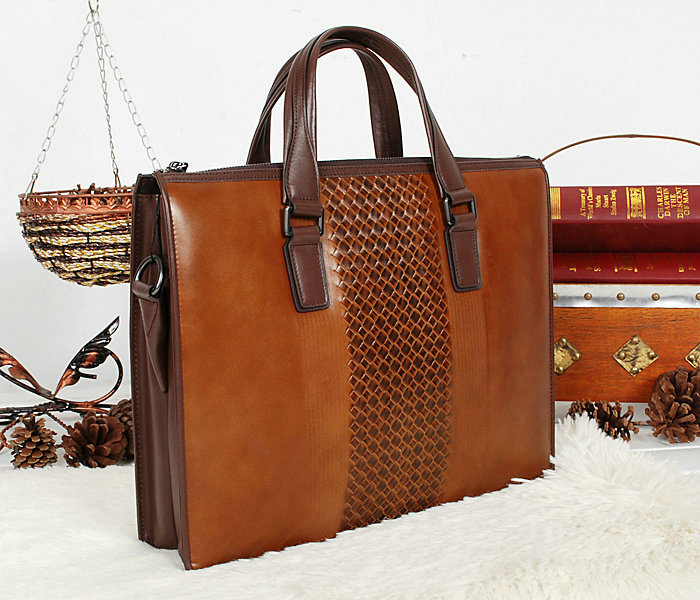 Bottega Veneta intrecciato VN briefcase B6031 wheat&brown